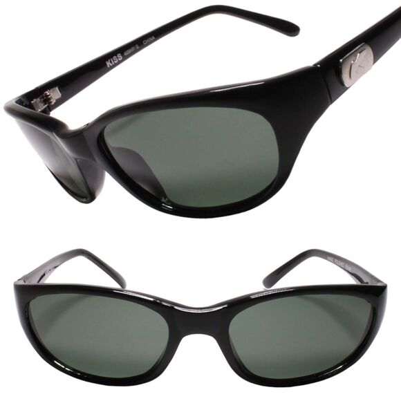 Old Stock Authentic Vintage Indie Vibe Rectangle Sleek Frame Black Sunglasses - Picture 1 of 3